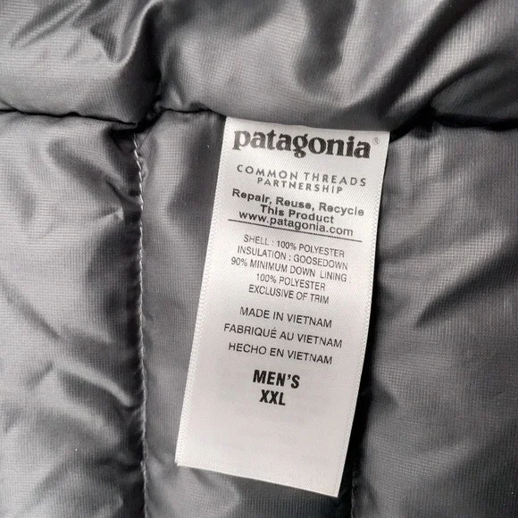 Patagonia Vest Mens 2XL Gray Down Sweater Puffer Full Zip Hiking Outdoor 84622 - Picture 5 of 11